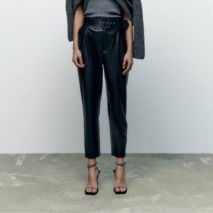 ZARA Women’s Belted Faux Leather Pants